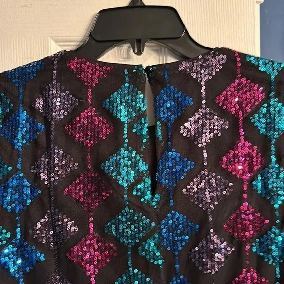 NEW london times Women's Diamond Sequin T-Shirt Dress - size 2 - Picture 8 of 9